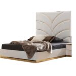 B1401 - LAURA - King Bed - White & Gold