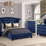 B1181 - SOPHIA - Queen Bedroom Complete Set - NAVY BLUE