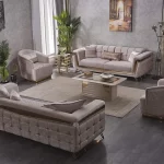 MAXIMO Beige&Gold Sofa Set (3+2+1)