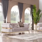 NEHIR Beige&Gold Sofa Set (3+2+1)