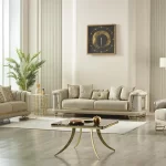 ROMANCE Beige&Gold Sofa Set (3+2+1)