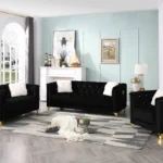 1764 – SOFA SET – BLACK with golden