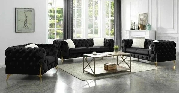 1782 -STATIONARY SOFA SET – BLACK