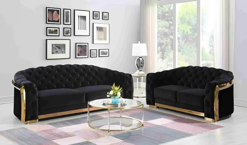 Zara Black Gold Sofa Set