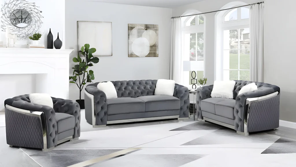 Zara Grey Silver Sofa Set